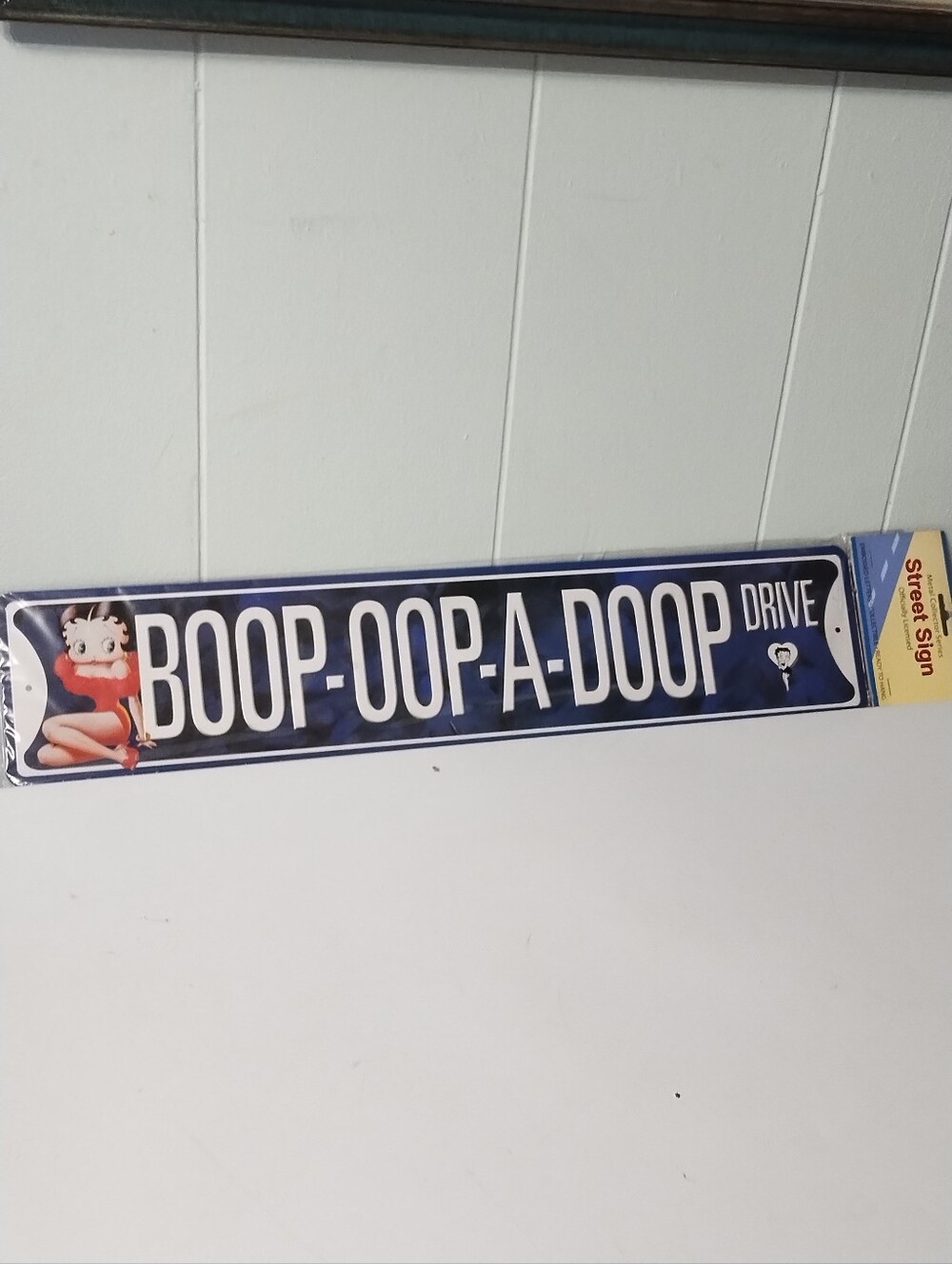 New Betty Boop Blue 'Boop-Oop-A-Doop' Decorative Metal Street Sign
